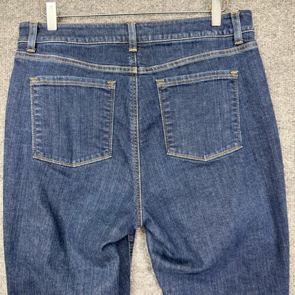 L.L. Bean Jeans Womens 14 Blue Classic Fit Denim Green Flannel Lined High Rise - Picture 9 of 16